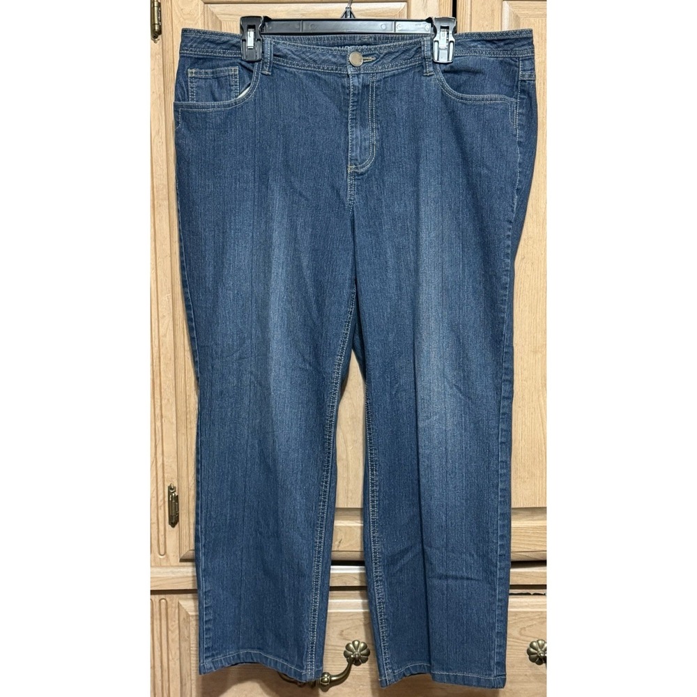 Avenue Denim Blue Jeans Women's Size 16 Straight Leg Stretch Ankle High Rise